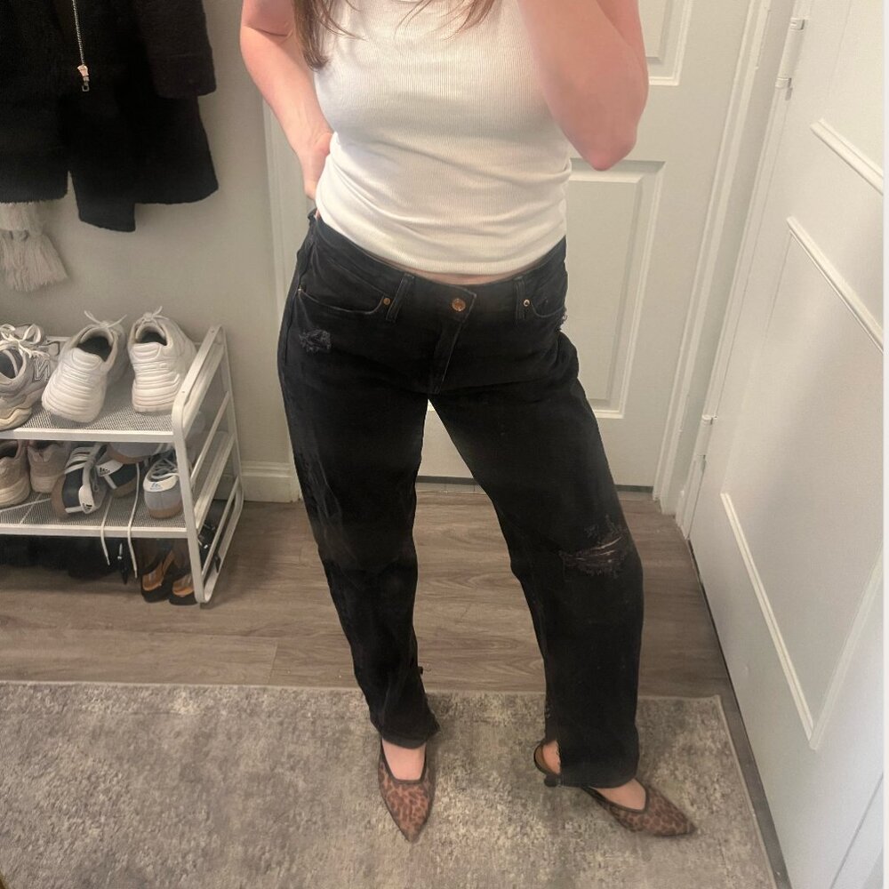 Express baggy black jean, size 28